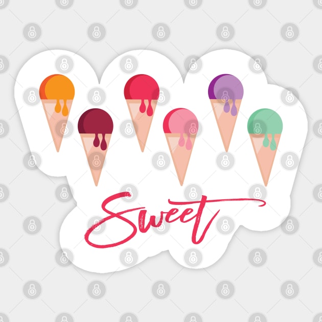 Rainbow ice cream cones Sweet summer Sticker by HotPinkStudio.Me